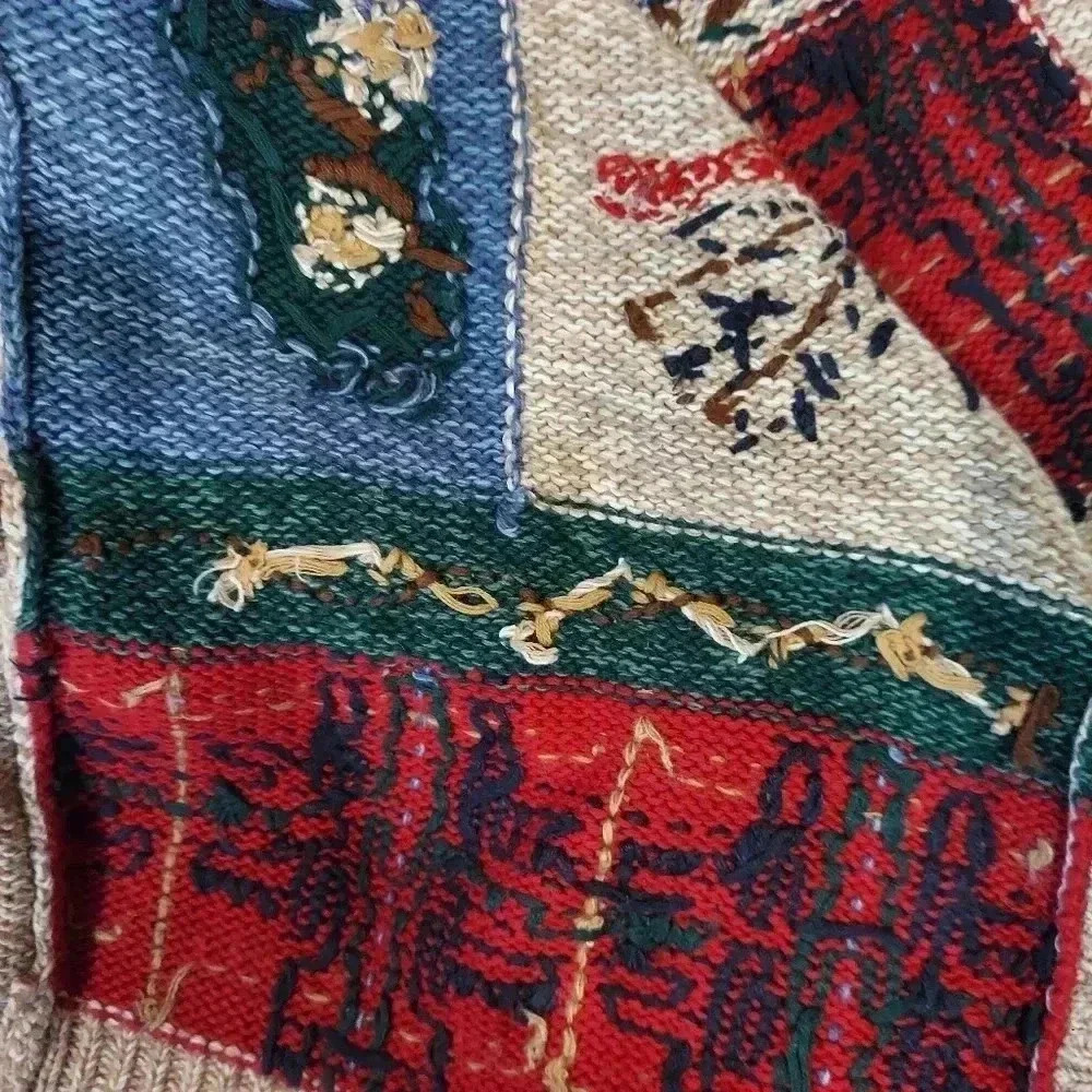 Nutcracker Vintage Embroidered Patchwork Button Front Sweater - Picture 10 of 11